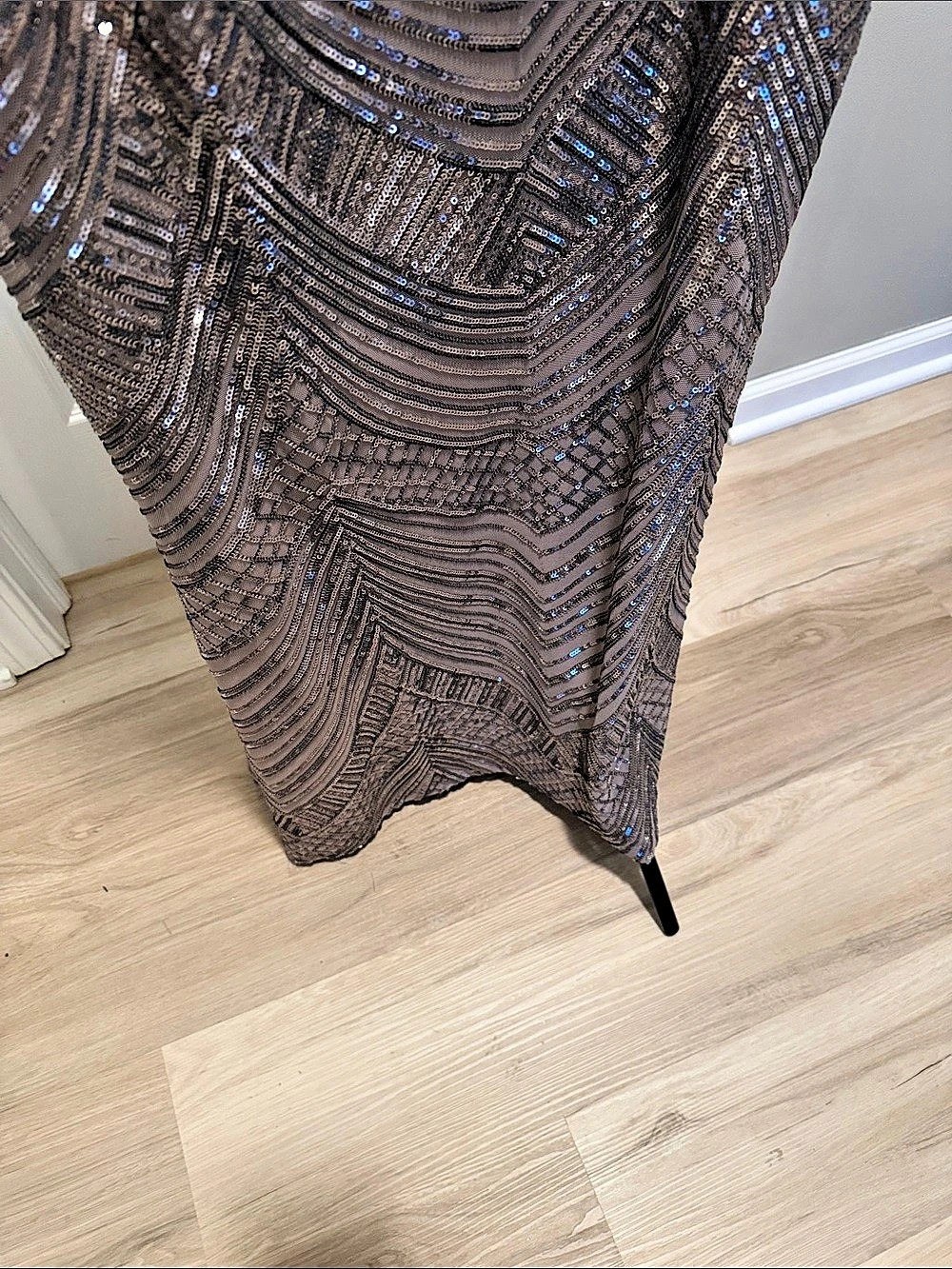 R&M Richards Sequin Draped Maxi Dress in Brown & Gray Size 16w - Picture 5 of 5